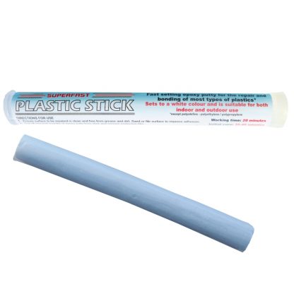 Superfast Plastic Epoxy Putty Stick is a semi-flexible epoxy putty which sets white and is used for the bonding and repair of all types of plastic including PVC pipe