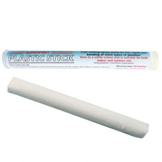 Superfast Plastic Epoxy Putty Stick is a semi-flexible epoxy putty which sets white and is used for the bonding and repair of all types of plastic including PVC pipe