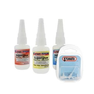 The Sylmasta Superglue Kit contains three grades of cyanoacrylate superglue for every bonding task
