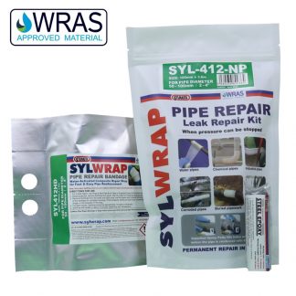 SylWrap Pipe Repair Kits contain all the equipment needed to fix a leaking pipe where water flow cannot be turned off