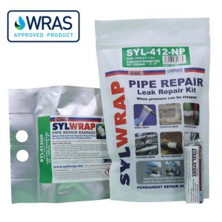 SylWrap Pipe Repair Kits contain all the equipment needed to fix a leaking pipe where water flow cannot be turned off