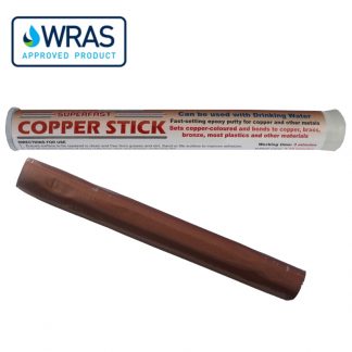 Superfast Copper Epoxy Putty seals leaks and holes in copper pipe and ise used to repair other metals