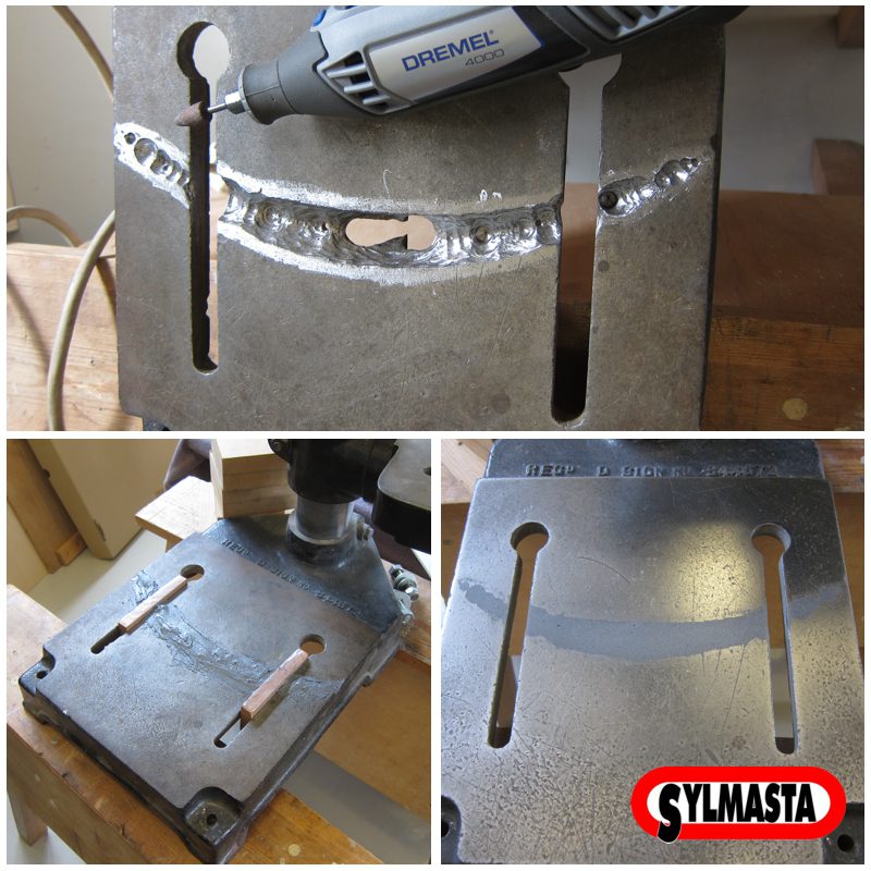 Rebuild of a drill stand with a large gouge in it carried out using Industrial Metal Epoxy Paste