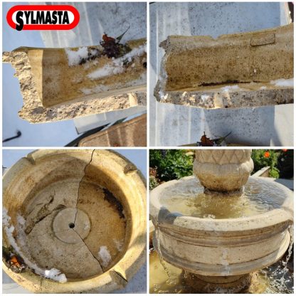 Cracked stone water fountain repair made using Rapid 5 Minute Epoxy Adhesive