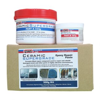 Ceramic Supergrade is an epoxy paste specially formulated for making abrasion resistant repairs and protecting machinery and parts