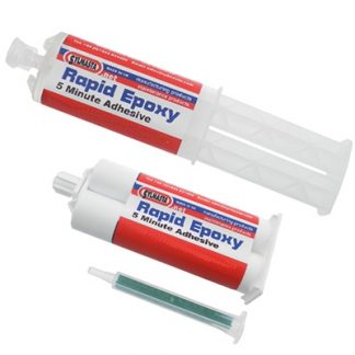 Sylmasta Rapid 5 Minute Epoxy sets clear to glue metal, wood, plastic, ceramic, concrete and stone together in rapid repair applications