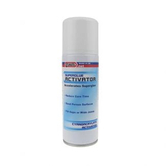 Sylmasta Superglue Activator is used to accelerate the cure time of cyanoacrylate superglue and to prevent porous materials absorbing glues