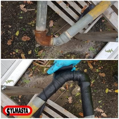 SylWrap CR Corrosion Protection Wrap is applied to a corroded pipe to prevent further damage and weakening of the structure