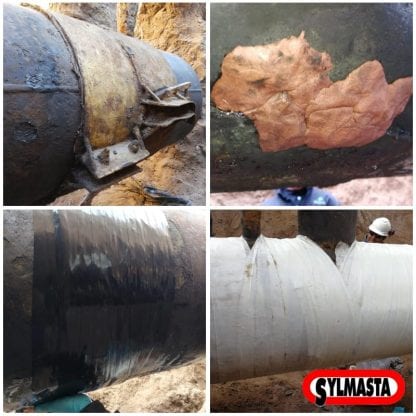 A 900mm steel pipe repaired in an Argentinian Oil Well using the products available in a SylWrap Pipe Repair Contractor Case