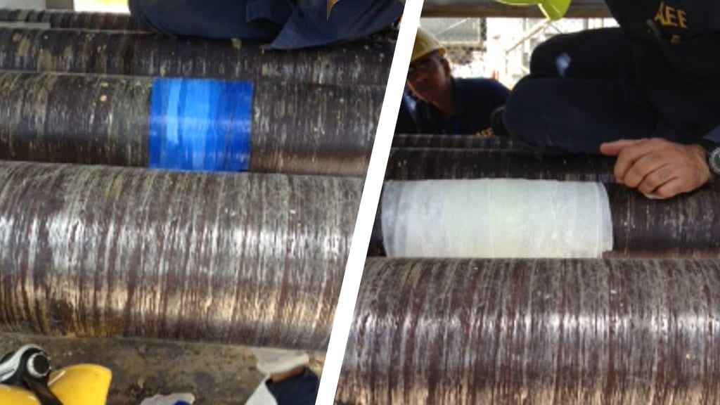 A contaminated water pipe repair carried out in a Power Plant in Puerto Rico using Sylmasta products
