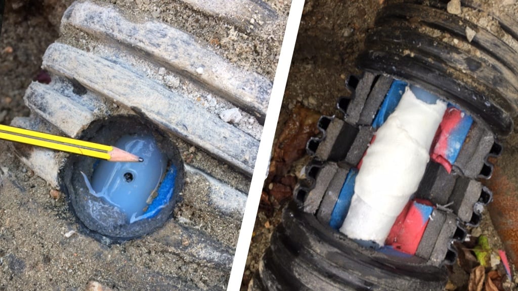 Repair of a leaking hot water pipe on a farm carried out using a SylWrap Universal Pipe Repair Kit