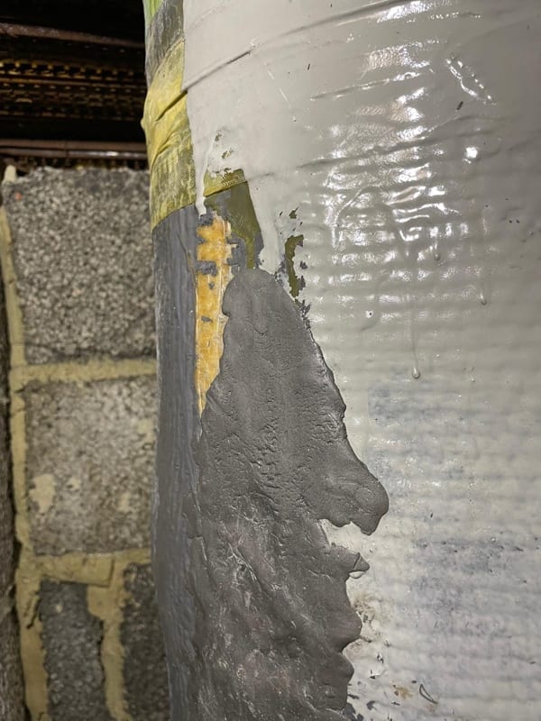 Superfast Steel Epoxy Putty used to fill in deep cavities during the repair of a 300mm pipe in a London hospital's air conditioning system