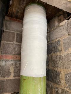 A 300mm water return pipe in a London hospital's air conditioning system is repaired using a SylWrap HD Pipe Repair Bandage