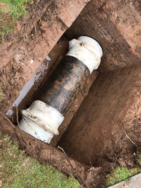 A 2 metre section of pipe in a valve chamber leaking from coupling connections undergoes repair