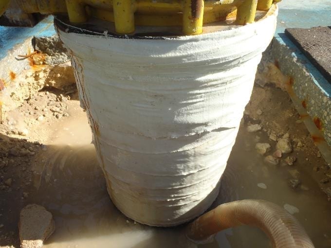 Completed live leak repair of a 250mm PCCP pipe stub in Saudi Arabia