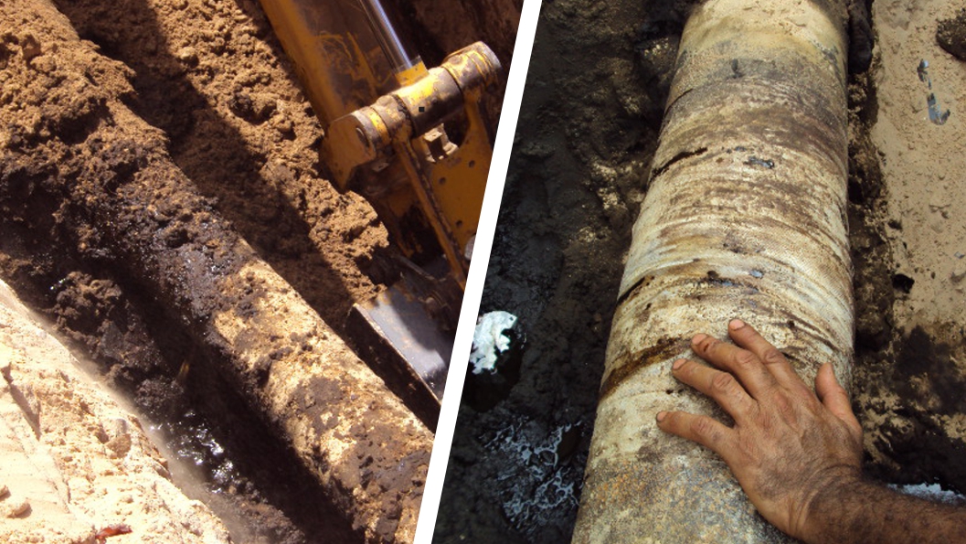 Sylmasta repair a 200mm underground oil fuel line in Brega, Libya suffering from a crack caused by heavy corrosion