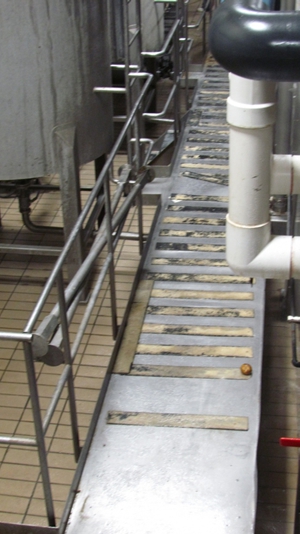 Exisiting anti slip flooring at the PepsiCo industrial plant had become worn and in effective prior to being repaired using Liquid Metal and silicone carbide grit