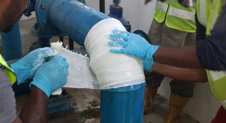 SylWrap HD Bandage applied to a steel pipe for repair and maintenance