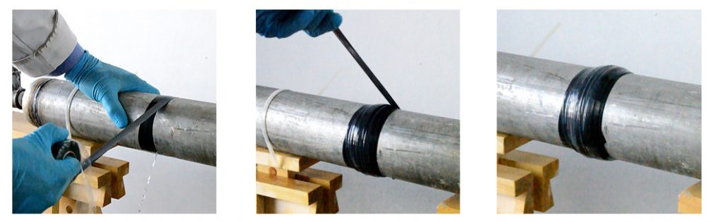 Wrap & Seal Pipe Burst Tape used to fix a leaking pipe by creating a high pressure waterproof rubber band