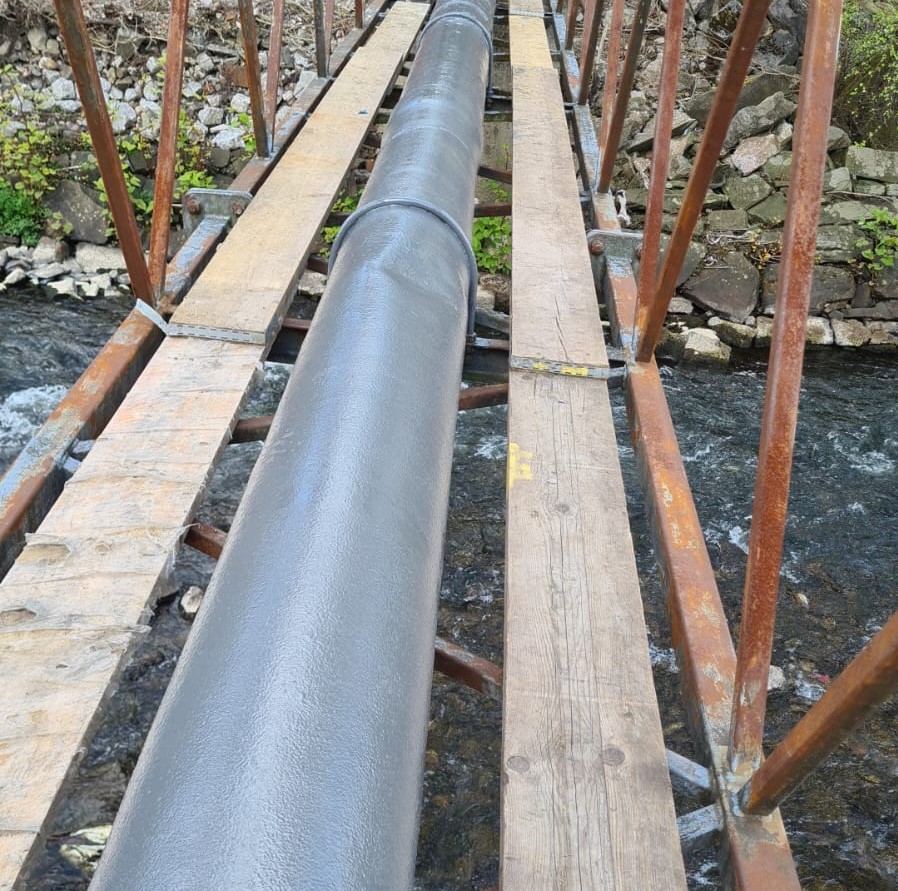 Liquid Metal Epoxy Coating applied to pipe bridge in South Wales to rebuild the corroded outer layer of the pipe