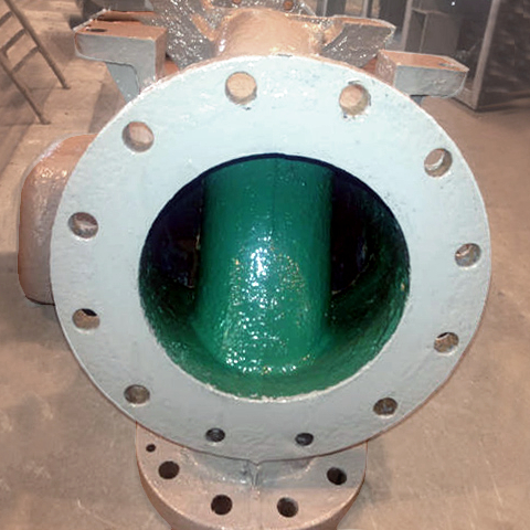 Ceramic Brushable Green Epoxy Coating used to repair a well water pump which had become extremely worn at a treatment plant in Puerto Rico