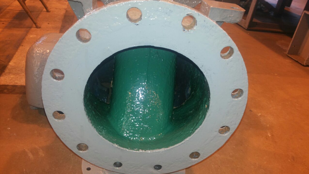 Ceramic Brushable Green Epoxy Coating used to repair a worn water well pump at a treatment plant in Puerto Rico