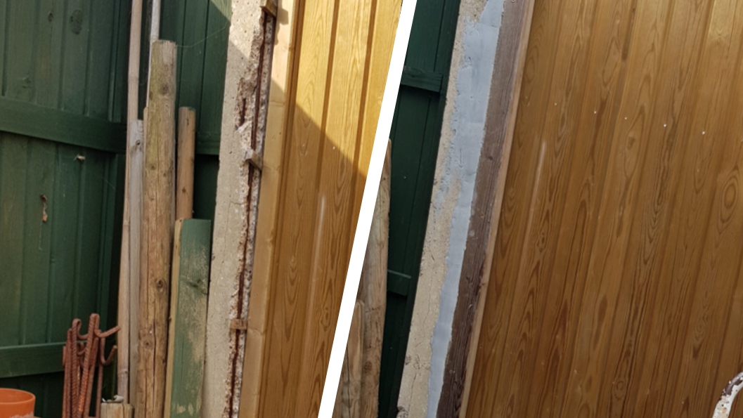 Fence spur badly damaged by concrete cancer undergoes filler repair using Sylmasta AB Original Epoxy Putty