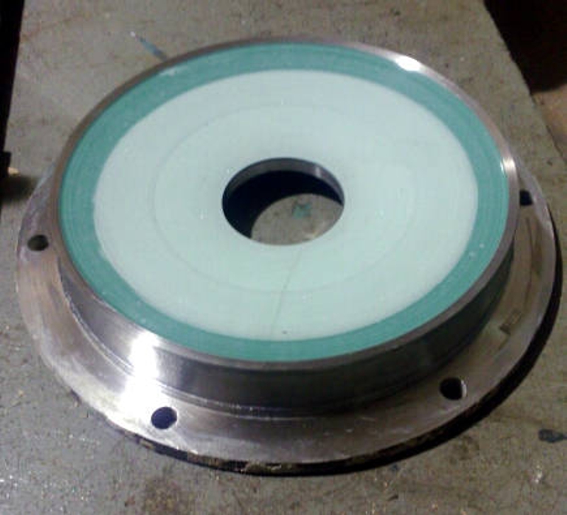 A pump lid made from Alloy 20 undergoes repair at a power station treatment plant after being damaged by an impeller