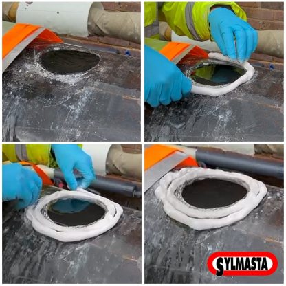 Superfast Aqua PW Stick wet surface repair putty bonding to a steel pipe saturated with water