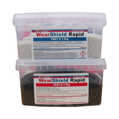 WearShield Rapid is a fast working alumina filled epoxy paste for making parts and machinery impact resistant