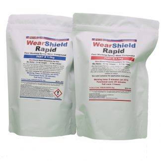 WearShield Rapid is a fast working alumina filled epoxy paste for making parts and machinery impact resistant