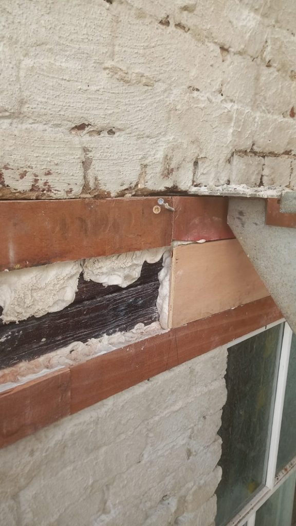 Sylmasta AB Original Epoxy Putty used to bond hardwood to a rotten wooden beam as part of a house renovation