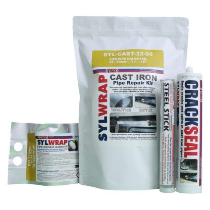 The SylWrap Cast Iron Pipe Repair Kit seals cracked and leaking cast iron pipework in under 30 minutes
