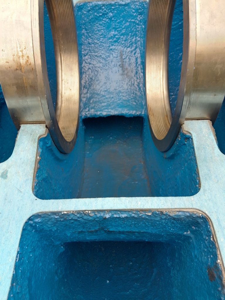 Ceramic Brushable Epoxy Coating provides an ultra-smooth, low-friction finish during pump housing repair in Bulgaria