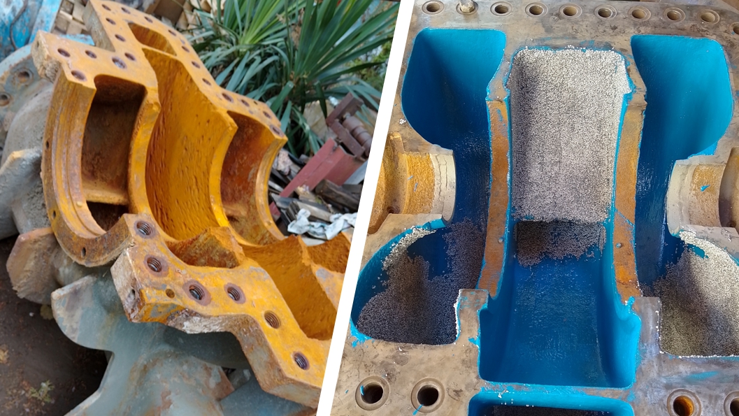 A copper mine in Bulgaria repair pump housing left heavily damaged after years of extracting water from a nearby river