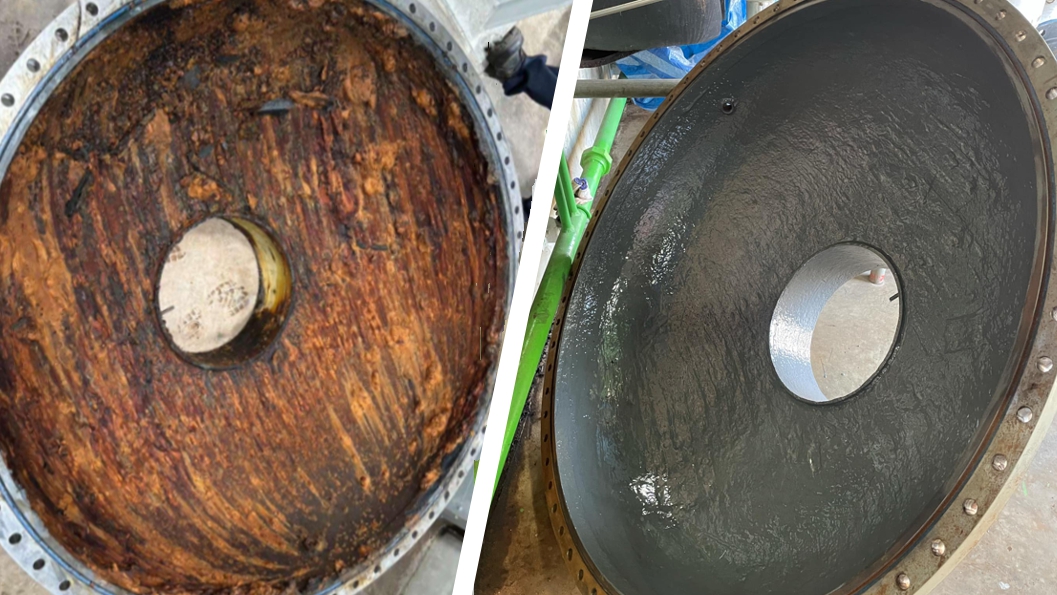 Corrosion protection given to the inside of a heat exchanger water box using Liquid Metal Epoxy Coating