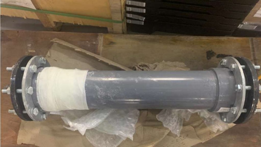SylWrap HD Pipe Repair Bandage applied to an ABS pipe identical to those found in chilled water cooling systems in UAE
